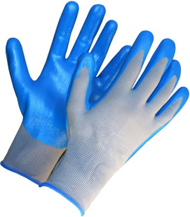 Перчатки покрытые синим нитрилом, с точкой на ладони  (4522) (120пар) фото 126627