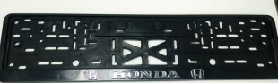 Рамка с защелкой серебро "Honda" (пластмасса) (Арт 112/1-HD-c) рельеф. фото 84185