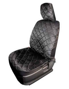 Чехол сиденья с подогревом велюр  SKYWAY с терморегулятором (2 режима) Черный Стеганый 12V 116х56см  фото 125497