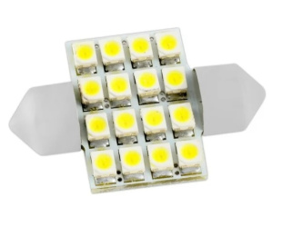 Автолампа диод T11 (C5W) 12V 16SMD диод с цок. 31мм SKYWAY белая К-Т 2ШТ  111631 S08201160 фото 127431