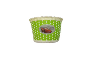Корзина TRIX для детского велосипеда 12"-16", крепл на руль, 235х165х155мм, пласт, плет бело-зеленая фото 128053