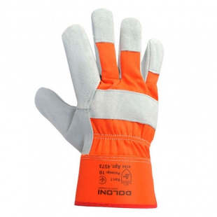 Перчатки рабочие, спилковая кожа с тканев. желт. вставками  (4574)(4573) (120 пар) фото 94418