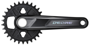 Система Shimano Deore, FC-M6100, 32T, 1x12 скоростей, 170мм, интегрированный вал, черная. фото 128766