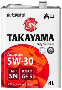 Takayama Adaptec 5W30 GF-5 SN 4л (металл) синт АКЦИЯ -18% фото 131856