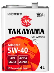 Takayama Adaptec 5W40 A3/B4 SN/CF  4л (металл) синт АКЦИЯ -18% фото 132051