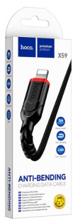 Дата-кабель универ. lightning USB / Iphone 1м, 2.4А, нейлоновая оплетка, черный HOCO X59 4869 фото 132670