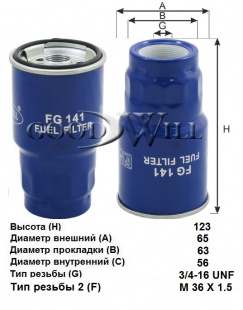 Фильтр топливный FG 141 \2339033060\GOODWILL    TOYOTA HIACE  (VIC. FC-184)  (FC-1108)  (WK720/2X) фото 114195
