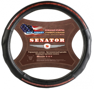 Оплетка на руль кожаная SENATOR New Jersey "M" (d=38см) /ЧЕРНЫЙ/ фото 83328