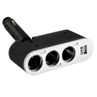 Разветвитель прикуривателя 3 гнезда+USB SKYWAY ЧЕРНЫЙ предохранитель 5А SW-1910/S02301006 фото 85530