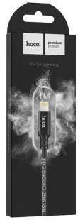 Дата-кабель универ. lightning USB / Iphone 1м, 2.4А, нейлоновая оплетка, черный HOCO X14 2820 фото 132698