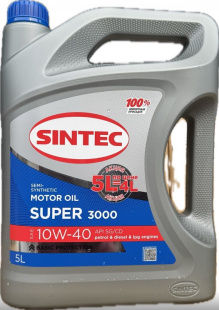 Sintec Super 3000 10W40 SG/CD 5л п/с Акция 5л по цене 4л фото 132140
