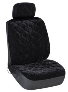 Чехол сиденья с подогревом велюр  SKYWAY с терморегулятором (2 режима) Серый Стеганый 12V 116х56см 2 фото 125495
