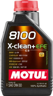 MOTUL 8100 X-Clean+ EFE 0w30   1 л (масло синтетическое) 113091/111657 фото 126965