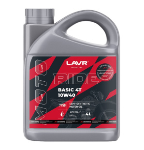 LAVR MOTO Моторное масло RIDE BASIC 4T 10W40 SL, 4 л Ln7750 фото 125172