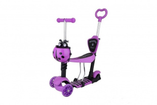 Самокат Novatrack Disco-kids Saddle PRO для детей, трансформ,свет.колес.PU120*90мм,фиолетовый 135208 фото 121633