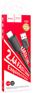 Дата-кабель универ. lightning USB / Iphone 1м, 2.4А, черный HOCO X88 3301 фото 132165