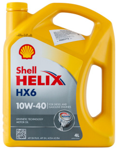 SHELL HELIX HX6 10w40  SN/SN Plus, A3/B4   4 л (масло полусинтетическое) фото 124012