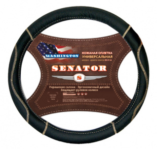 Оплетка на руль кожаная SENATOR Washington "M" (d=38см) /ЧЕРНЫЙ/AZARD OPLS0801 фото 86234