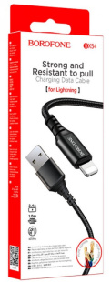 Дата-кабель универ. lightning USB / Iphone 1м, 2,4А, черный BOROFONE BX54 5798 фото 132653