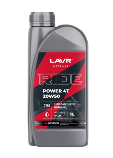 LAVR MOTO Моторное масло RIDE POWER 4T 20W50 SM, 1 л Ln7751  фото 125173