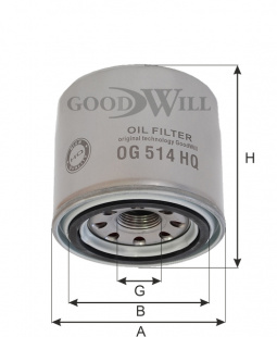 Фильтр масляный OG 514 HQ \2630011100\GOODWILL   HYUNDAI Solaris 10~ (MANN. W811/80,W811/81) фото 84766