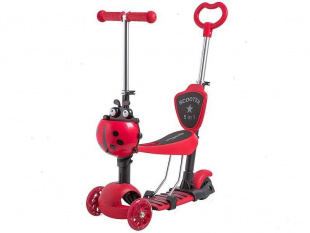 Самокат Novatrack Disco-kids Saddle PRO для детей, трансформ, свет.колес. PU120*90мм, красный 135209 фото 121644