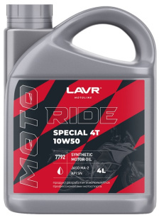 LAVR MOTO Моторное масло RIDE SPESIAL 4T 10W50 SN, 4л Ln7792 фото 130108