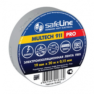Изолента Safeline 19/25 серо-стальная фото 85251