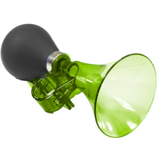 Клаксон TRIX, механический, прямой, один рожок, Ø 72х150мм, пластик/резина, прозрачный-зеленый фото 128818