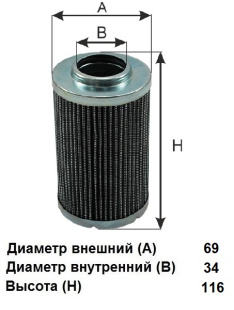 Фильтр гидравлический OGH 1090 \КАТР\2722486\GOODWILL   (SAK. H-62030)  (MANN. HD716)  (116x69x34) фото 126030