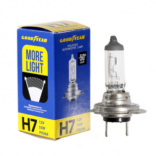 H7 12V 55W GOODYEAR лампа автомобильная галогенная (PX26d More Light коробочка)   GY017124 фото 107826