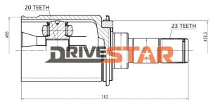 DRIVESTAR ШРУС ВНУТРЕННИЙ ЗАДНИЙ 20x35x23  IC-JH0008-R фото 122377
