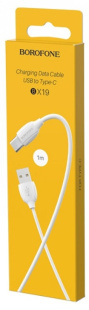 Дата-кабель универ. USB Type-C 1м, 3А, белый BOROFONE BX19 1800 фото 132180