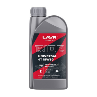 LAVR MOTO Моторное масло RIDE UNIVERSAL 4T 15W50 SM, 1л Ln7739 фото 130140