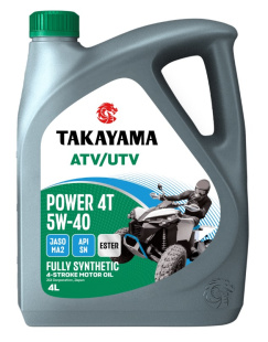 Takayama ATV/UTV Power 4T 5W40 SN MA2 4л синт АКЦИЯ -18% фото 136311
