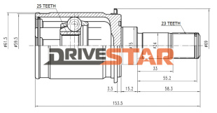 DRIVESTAR ШРУС ВНУТРЕННИЙ ЗАДНИЙ 25x35x23  IC-JH0001-R фото 122376