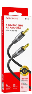 Аудиокабель AUX (подключение к автомагнитоле) 3.5 Jack, 1м черный BOROFONE BL19 8310 фото 132680