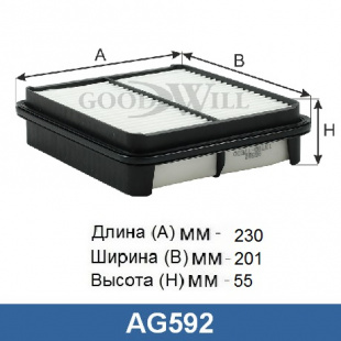 Фильтр воздушный AG 592 \1378077E00\GOODWILL    SUZUKI Grand Vitara (97-)  (VIC.A-956) (MANN. C2337) фото 114119
