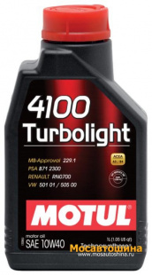MOTUL 4100 Turbolight 10w40  SN, A3/B4   1 л (масло синтетическое) 111693/108644 фото 106670