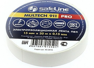 Изолента Safeline  15/10 белая фото 86268