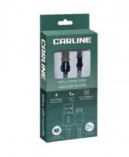 Кабель CARLINE USB-microUSB, тканевая оплетка,1 метр, 2.1 Ампера CAB03121 фото 121886