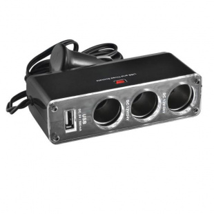 Разветвитель прикуривателя 3 гнезда+USB SKYWAY ЧЕРНЫЙ предохранитель 5А S02301008 фото 105525