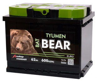 Аккумулятор Тюмень 6СТ-62 АЗ BATBEAR 600А 242х175х190 фото 114455