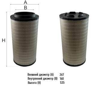 Фильтр воздушный AG 1049 \1485592\GOODWILL   МАЗ дв.МВ OM501 (AF27857) (SAK. A-5331) (MANN. C271340) фото 134857