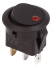 Выключатель клавишный круглый 12В 20А (3с) ON-OFF черный с красной подсветкой REXANT, 36-2580