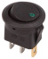 Выключатель клавишный круглый 12В 20А (3с) ON-OFF черный с зеленой подсветкой REXANT, 36-2583